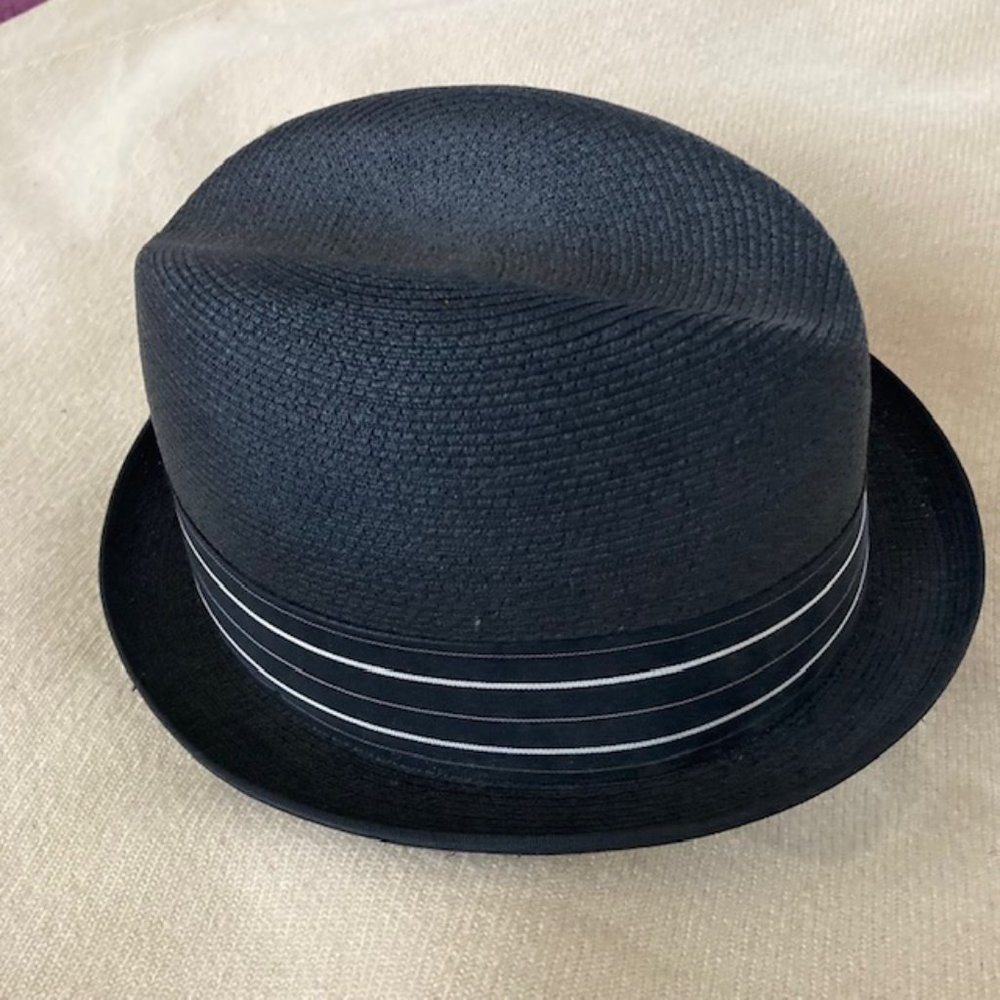 Selco black narrow brim summer weave fedora vintage excellent